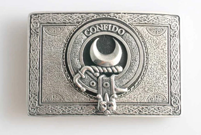 Rectangular Pewter Clan Crest Buckle For Kilt Belts