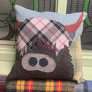 Highland Cow Cushion Cover - pick a tartan