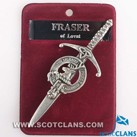 Clan Crest Pewter Kilt Pin featuring Fraser of Lovat Crest, beautifully crafted in Scotland, showcasing an antique palladium finish.