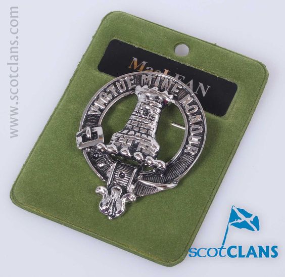 MacLean Clan Crest Badge in Pewter showcasing a high-quality design, perfect for displaying clan heritage as a cap badge or brooch pin.