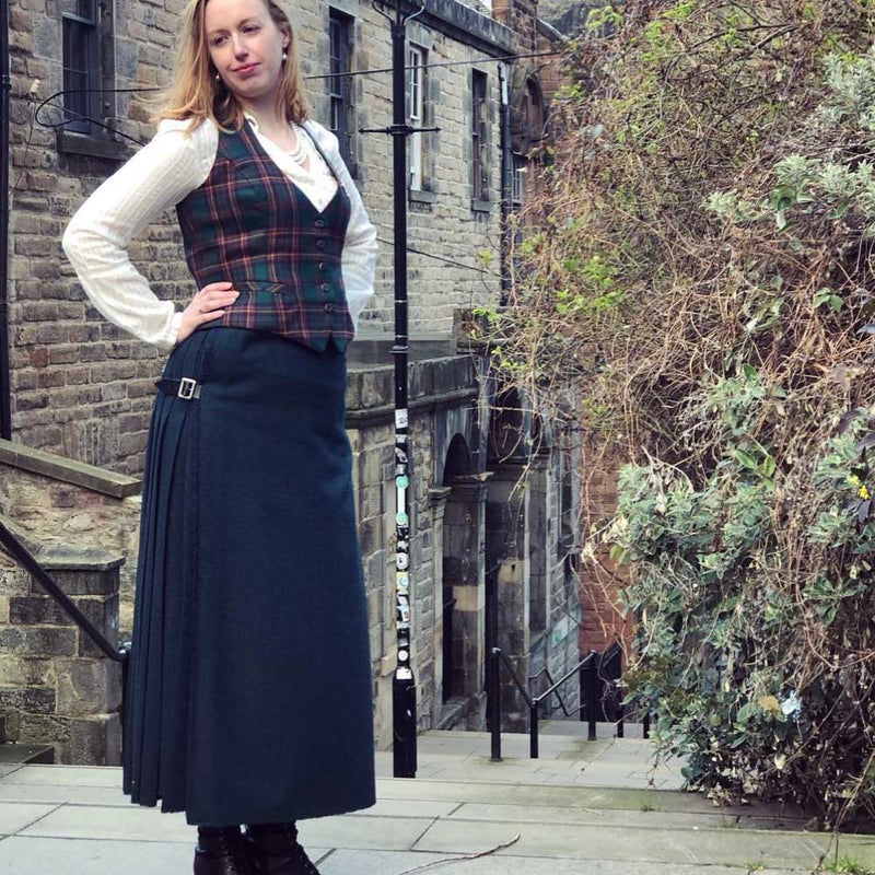 Floor Length Ladies Hand Stitched Tweed Kilt