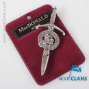 Clan Crest Pewter Kilt Pin with MacDonald of Sleat Crest displayed in an elegant setting, highlighting its traditional Scottish design.