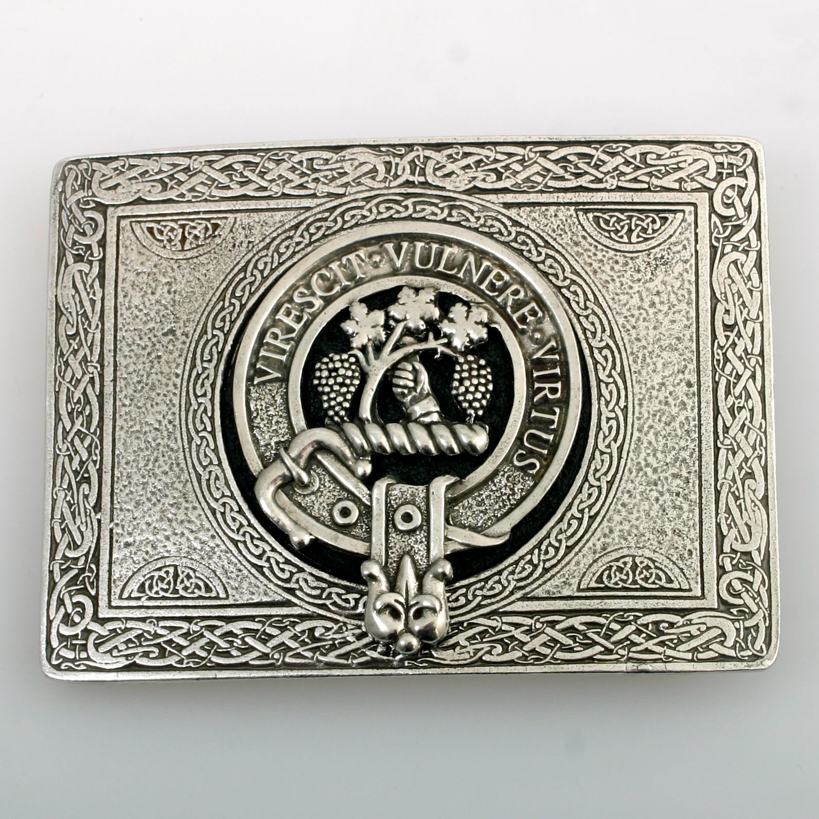 Burnett Pewter Clan Crest Buckle For Kilt Belts