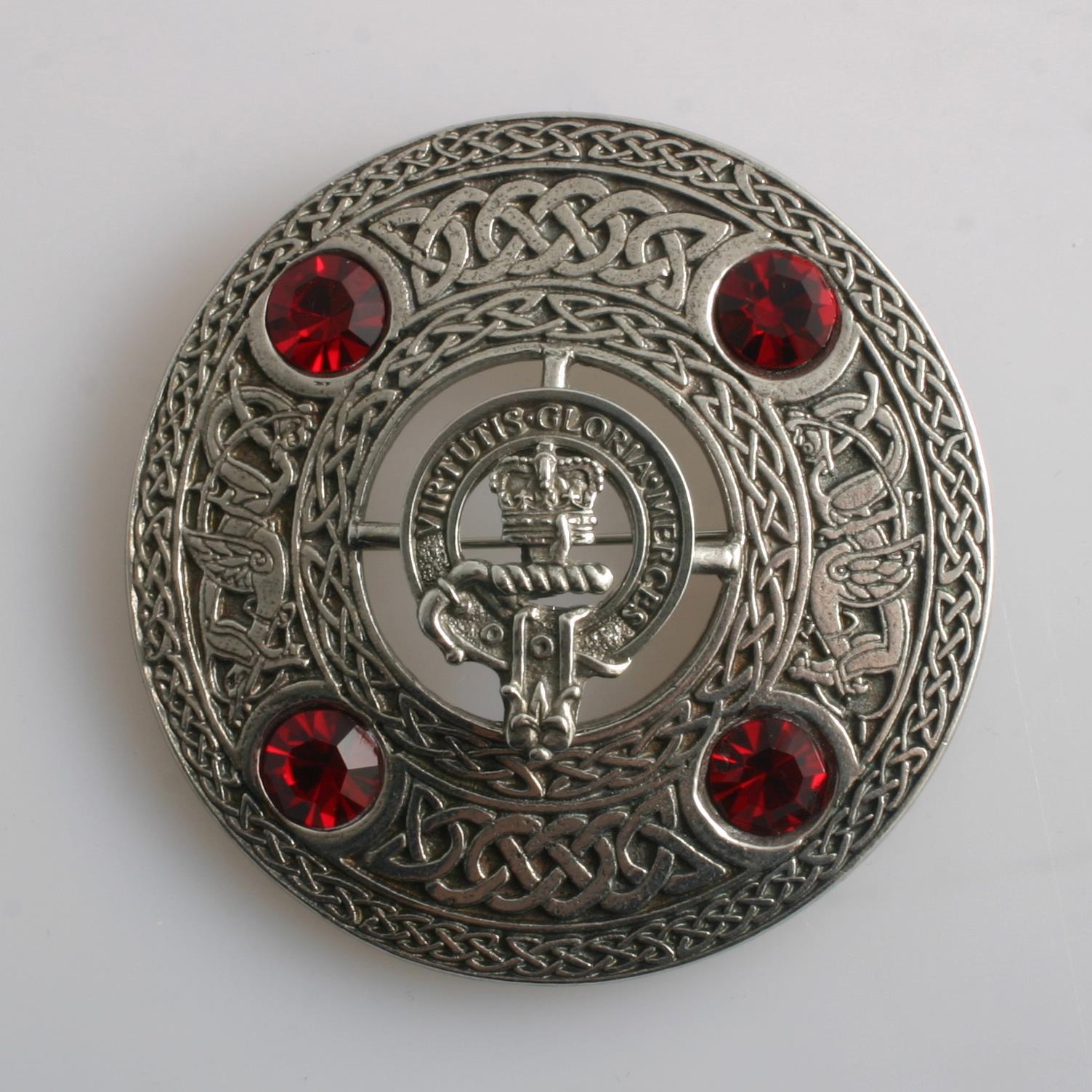 Robertson Clan Crest Pewter Plaid Brooch
