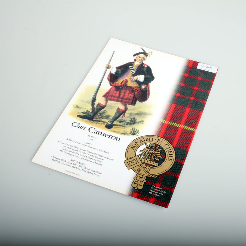 Cameron Scottish Clan Poster A4