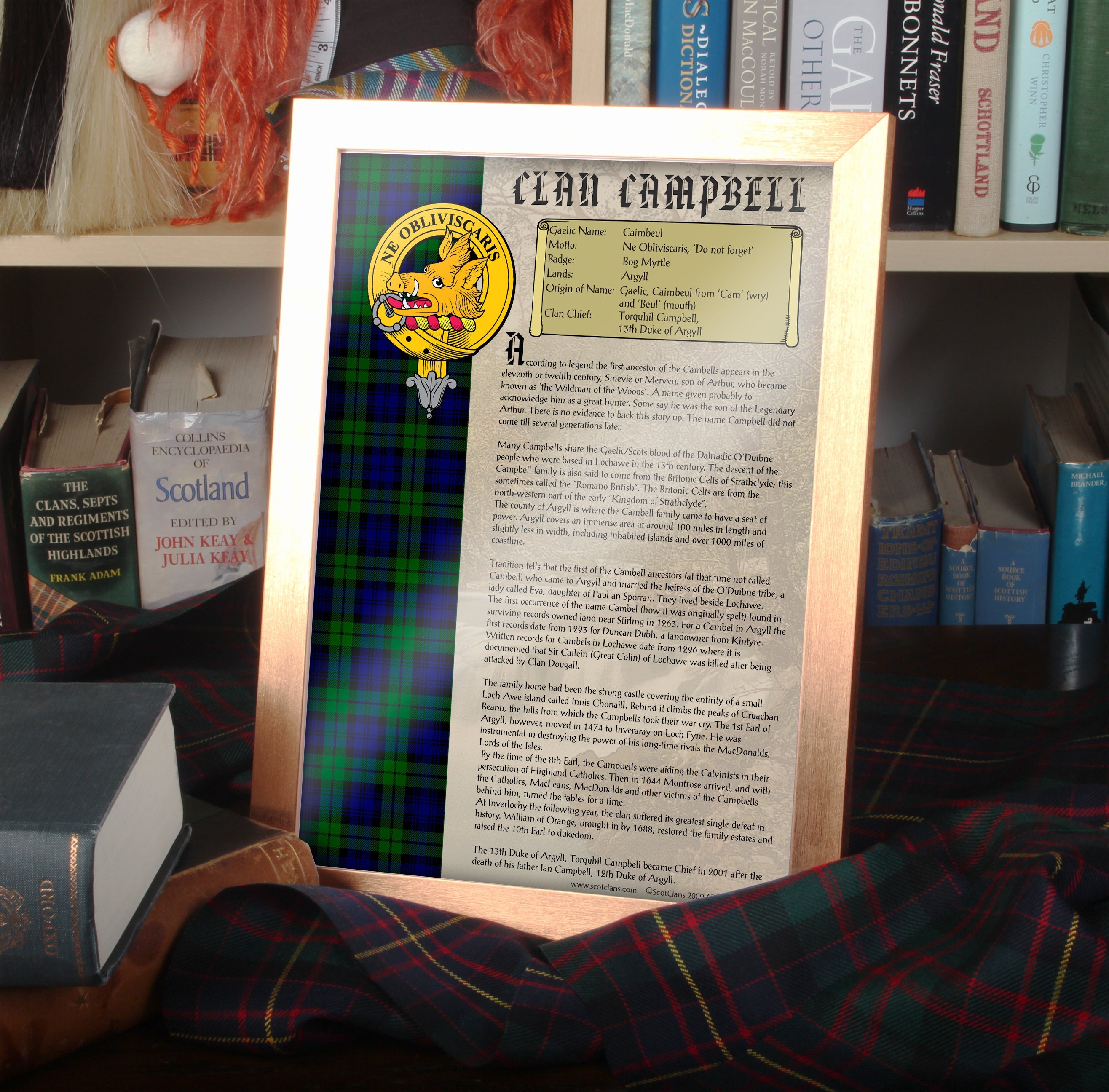 Campbell Clan History Print - Choose Framed or Unframed