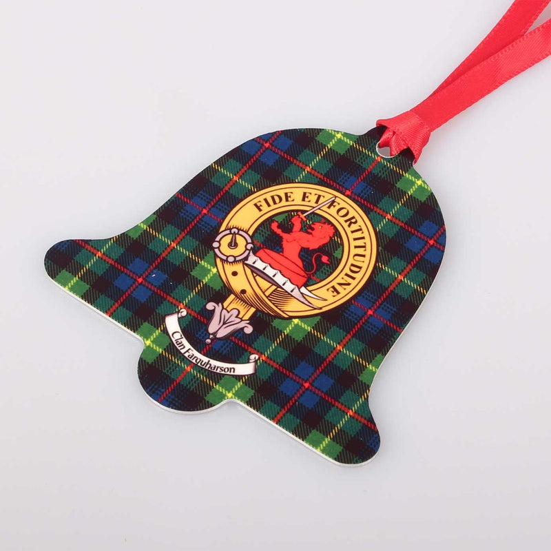 Farquharson Clan Crest and Tartan Metal Christmas Ornament - 6 Styles Available