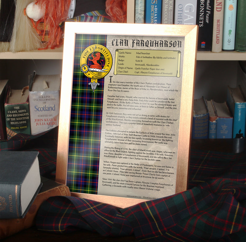 Farquharson Clan History Print - Choose Framed or Unframed