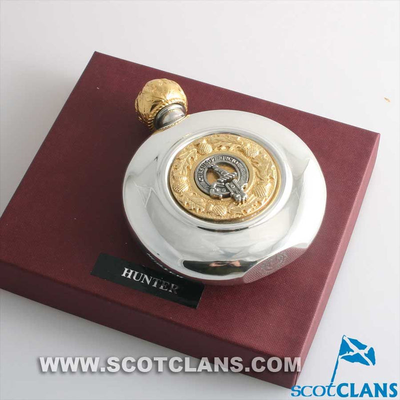 Hunter Clan Crest Pewter Sporran Flask