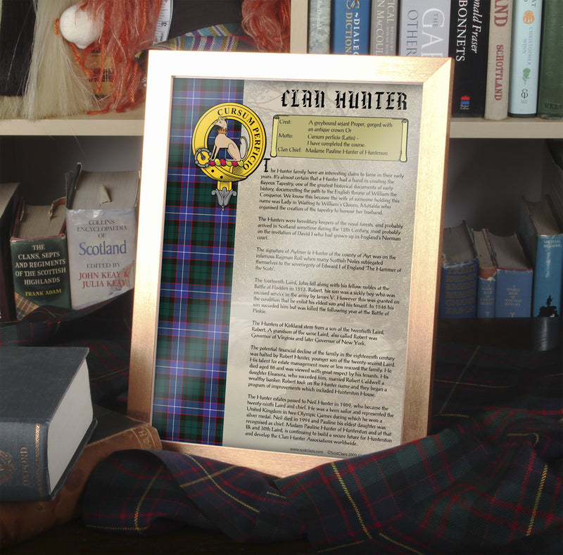 Hunter Clan History Print - Choose Framed or Unframed