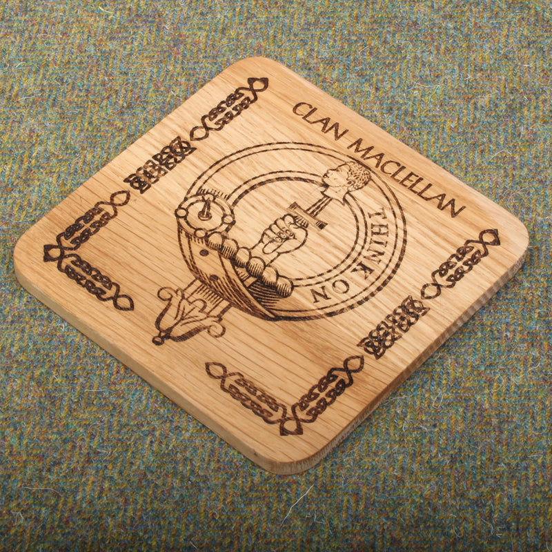 MacLellan Clan Crest Oak Coaster