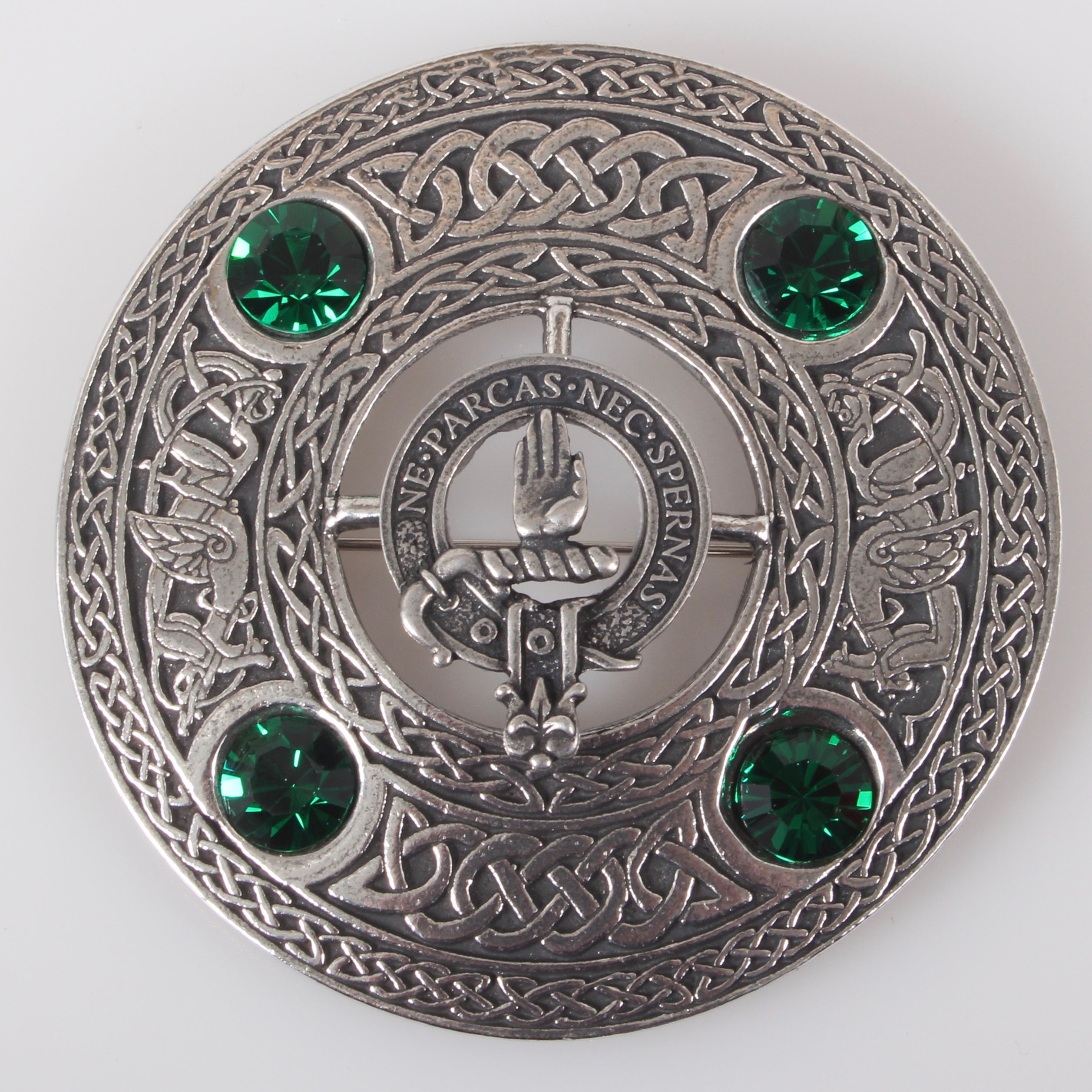 Lamont Clan Crest Pewter Plaid Brooch