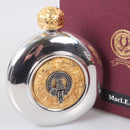 Clan Crest Pewter Sporran Flask with Gold Trim