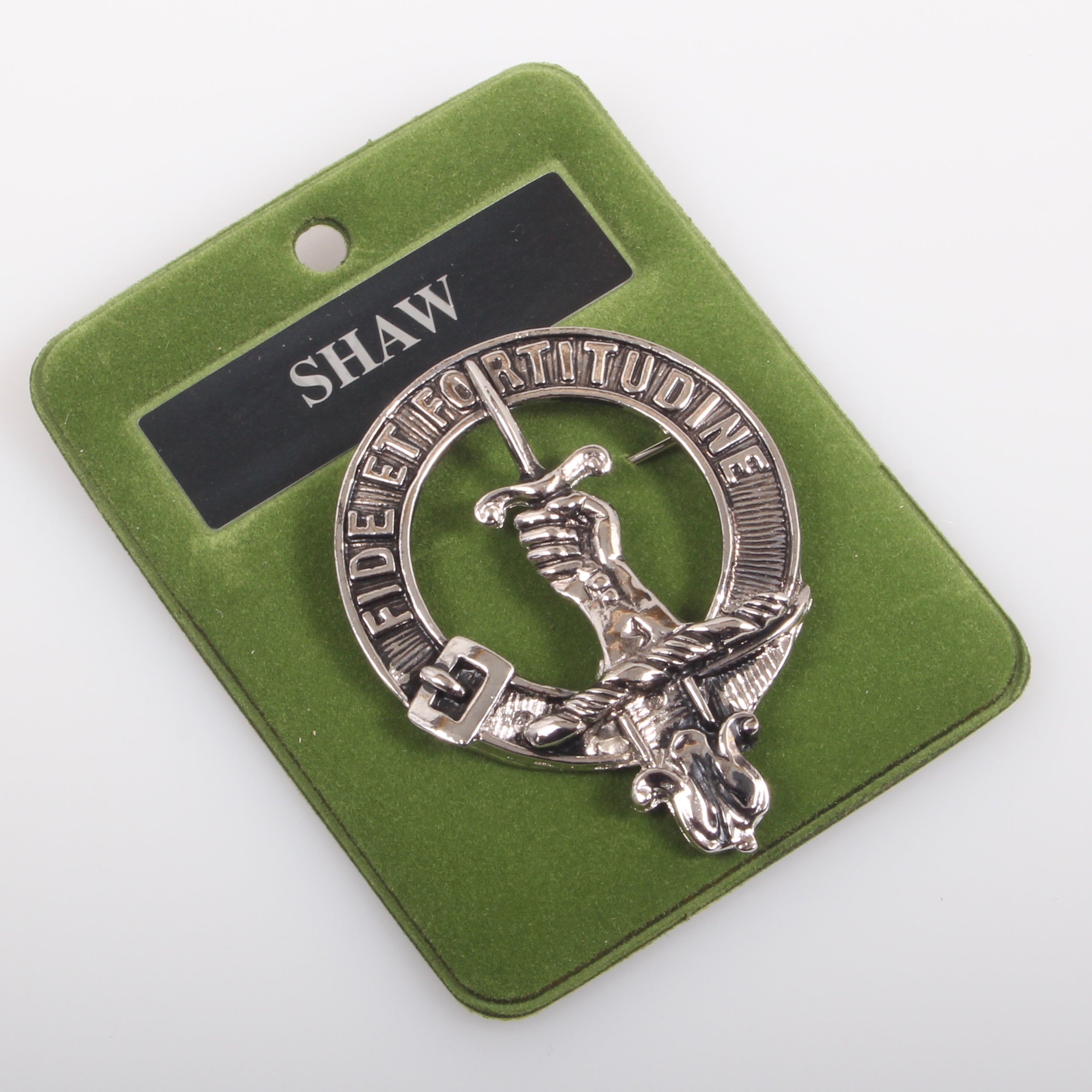 Shaw Clan Crest Badge in Pewter