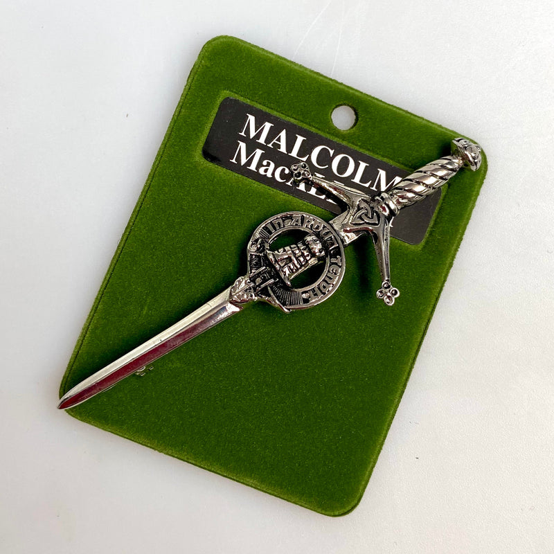 Clan Crest Pewter Kilt Pin with Malcolm Crest