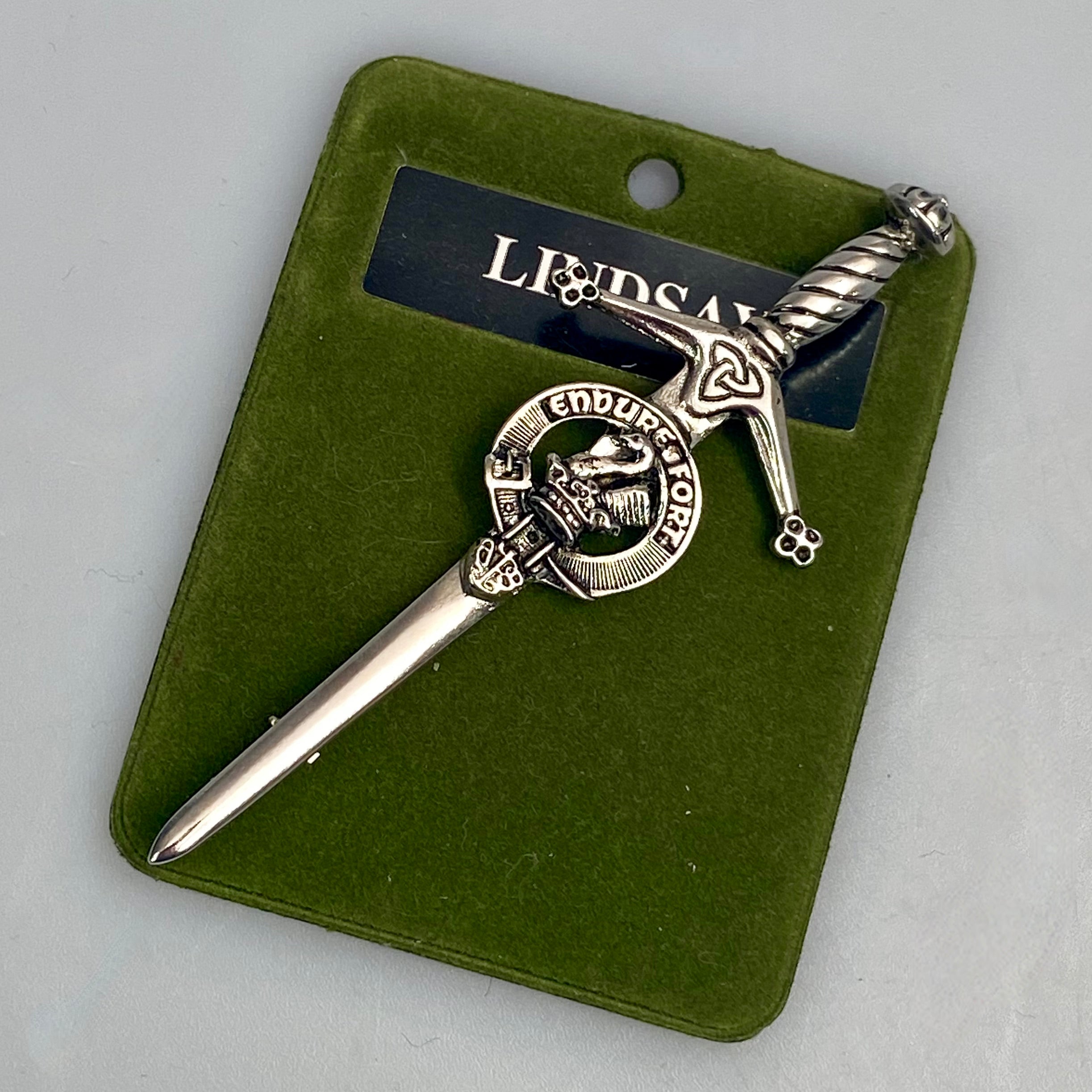 Clan Crest Pewter Kilt Pin with Lindsay Crest