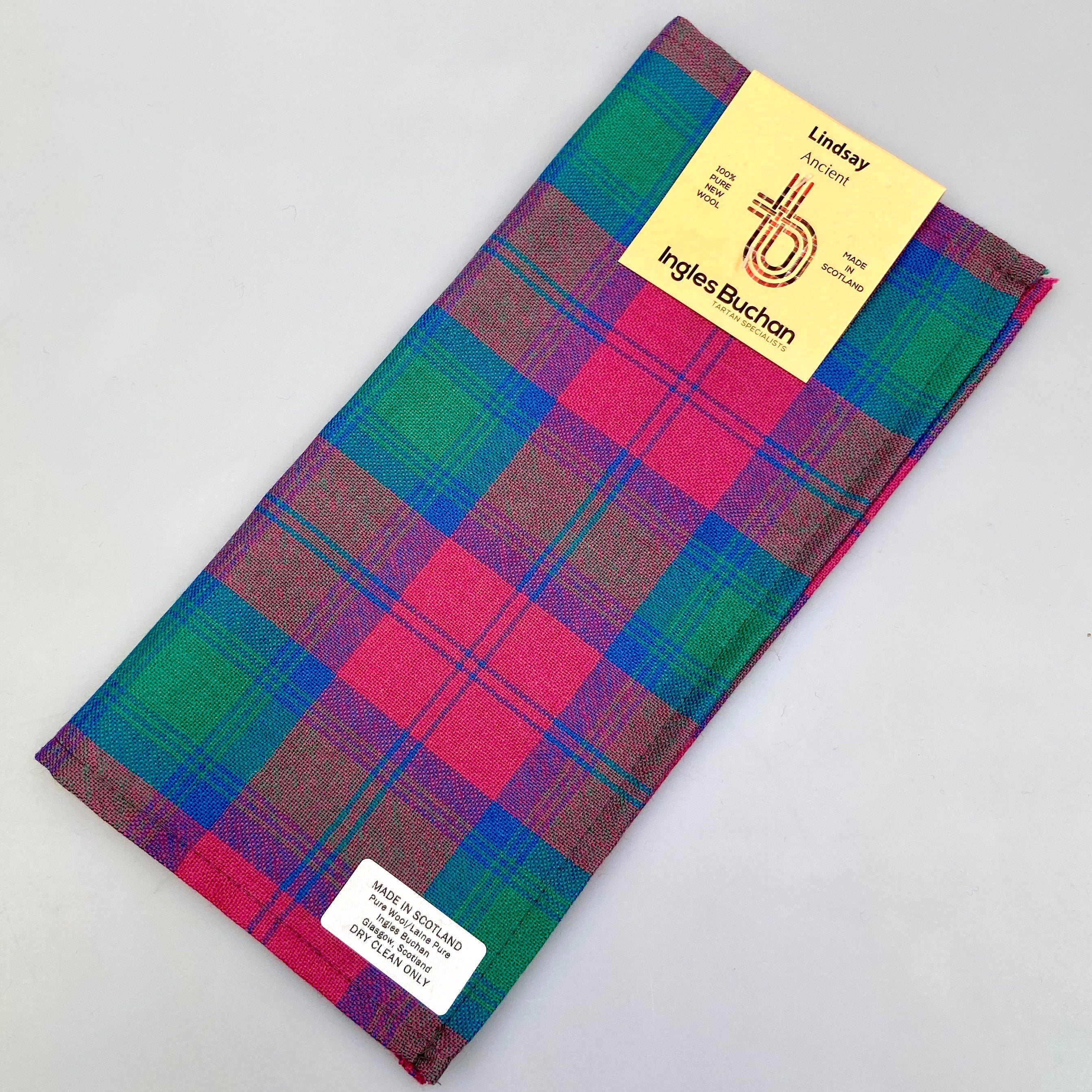 Wool Tartan Pocket Square in Lindsay Ancient Tartan.