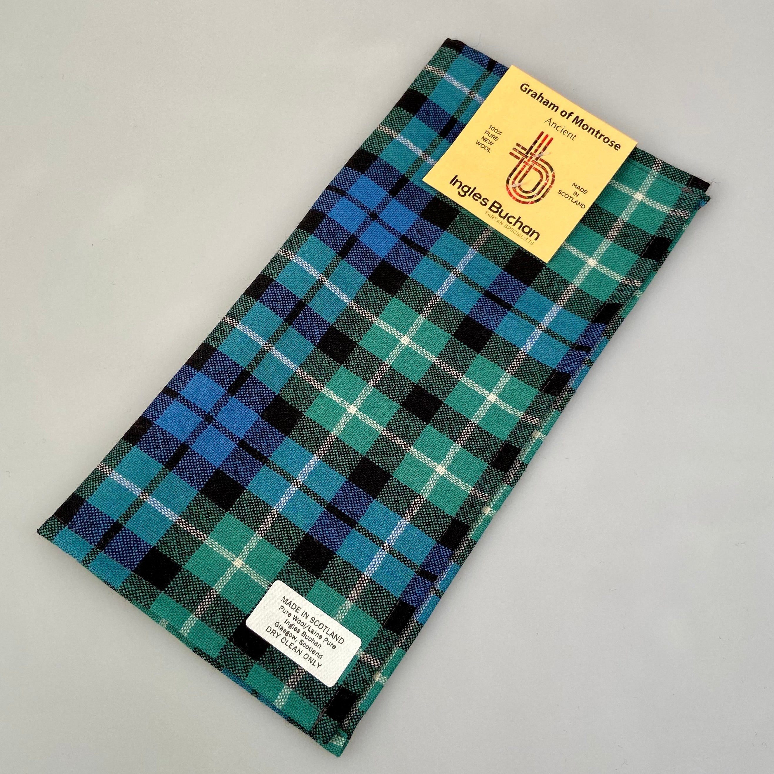 Wool Tartan Pocket Square in Graham of Montrose Ancient Tartan.