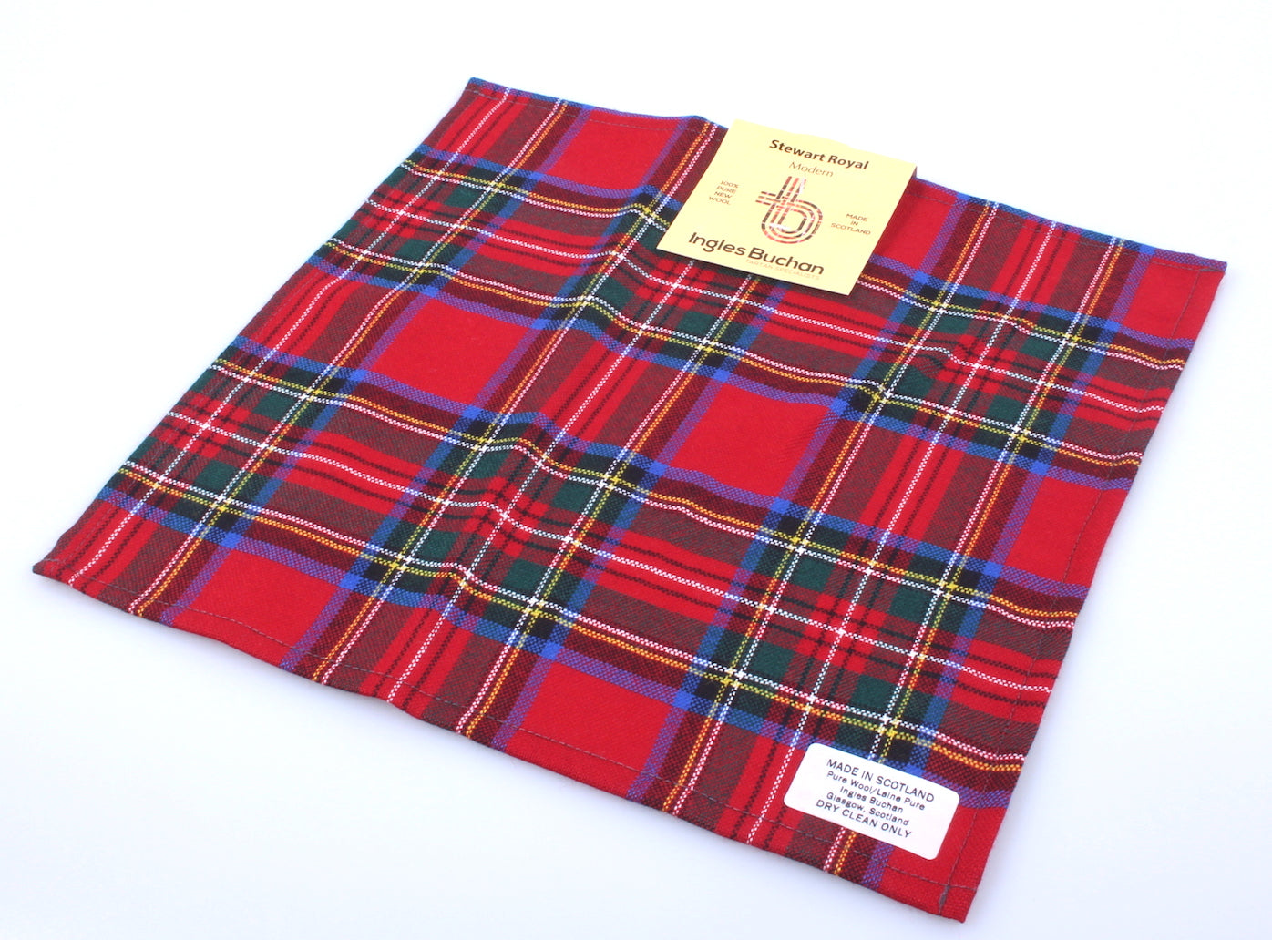 Wool Tartan Pocket Square in Royal Stewart Modern  Tartan