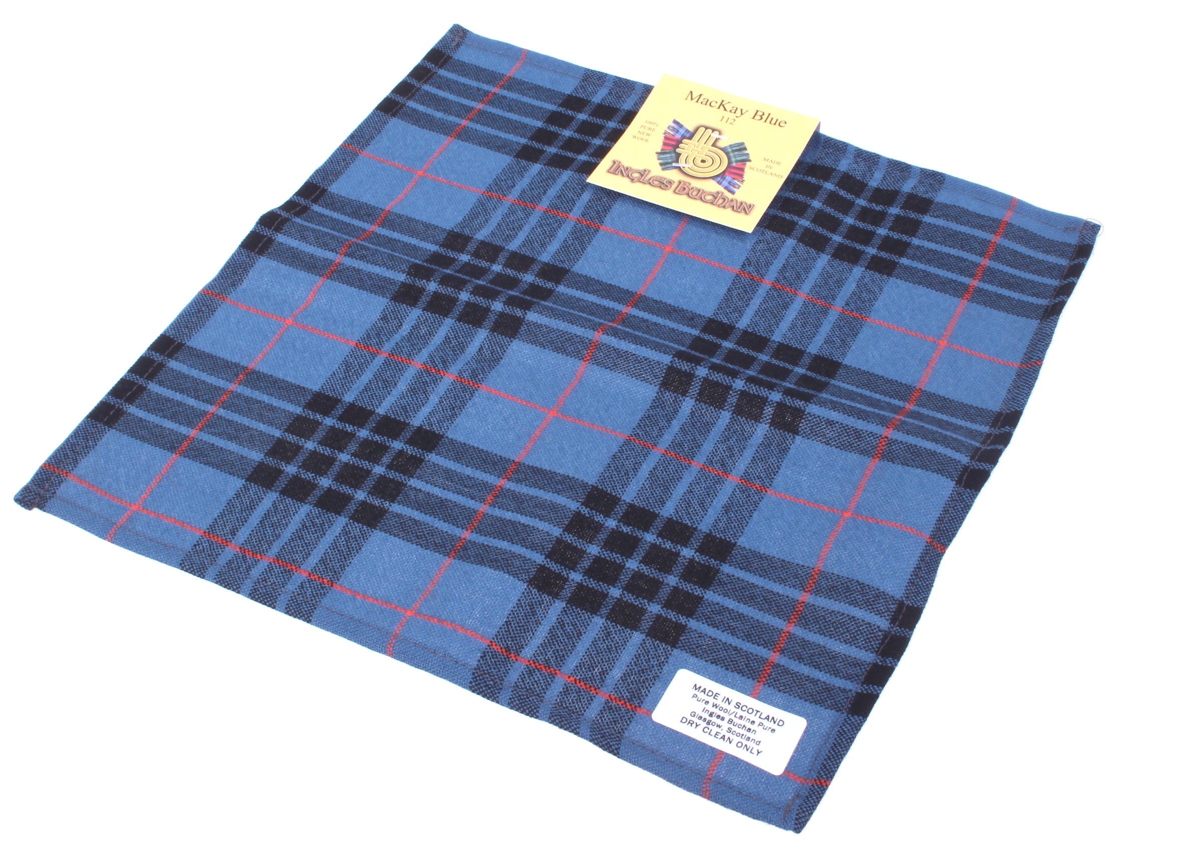 Wool Tartan Pocket Square in MacKay Blue Ancient Tartan