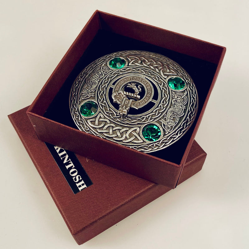 MacIntosh Clan Crest Pewter Plaid Brooch