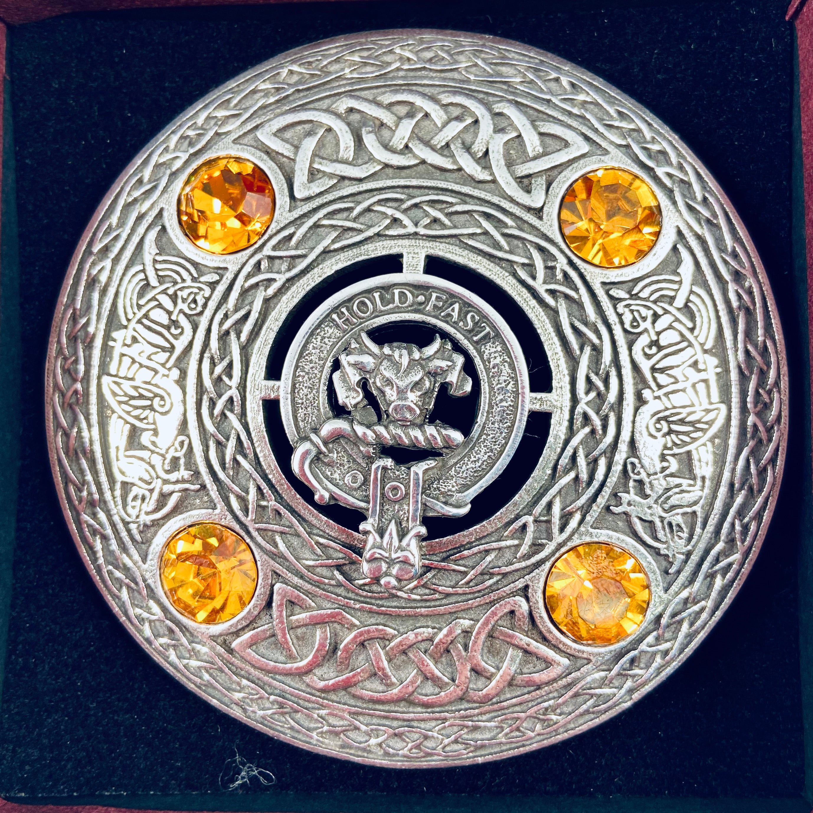 MacLeod Clan Crest Pewter Plaid Brooch