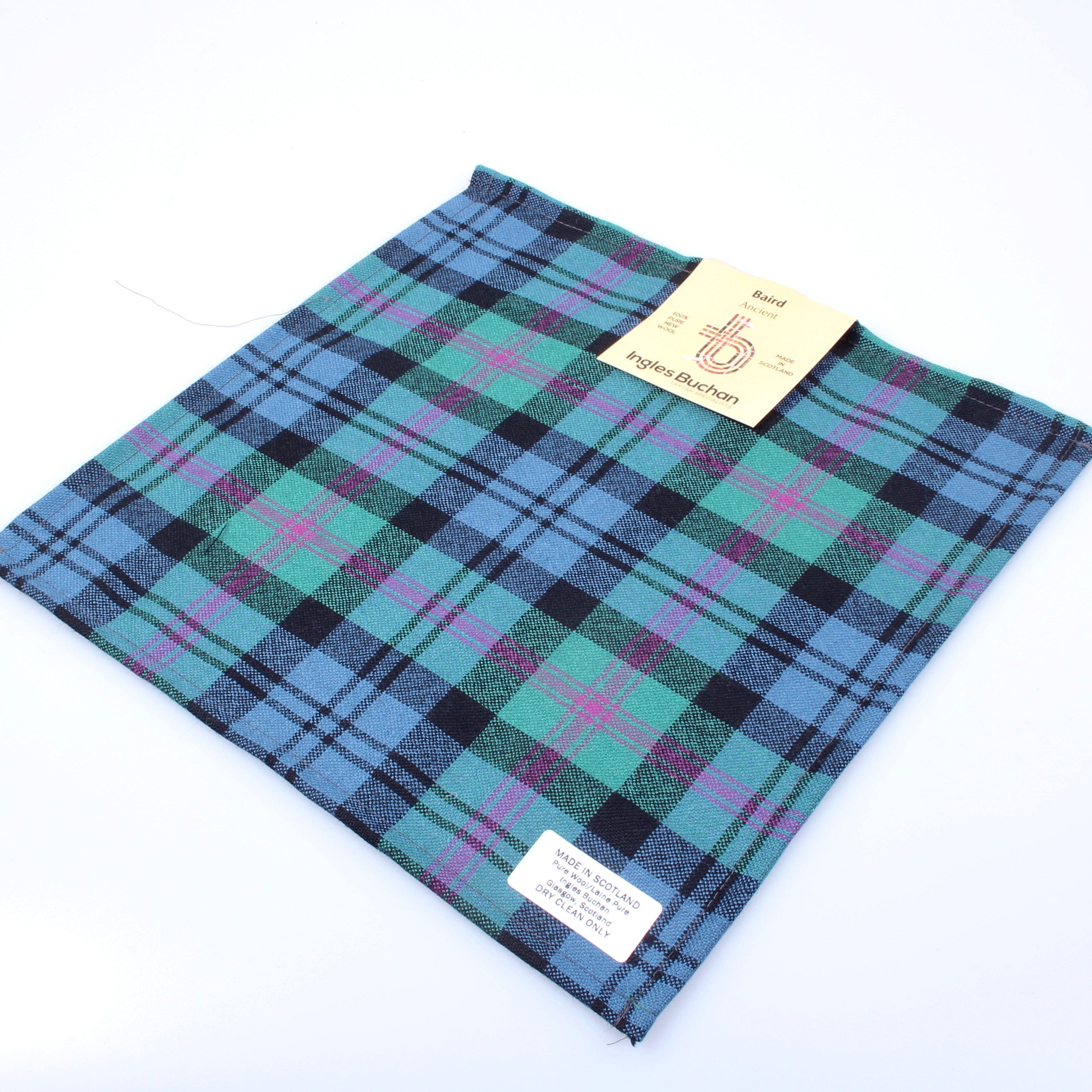 Wool Tartan Pocket Square in Baird Ancient Tartan.