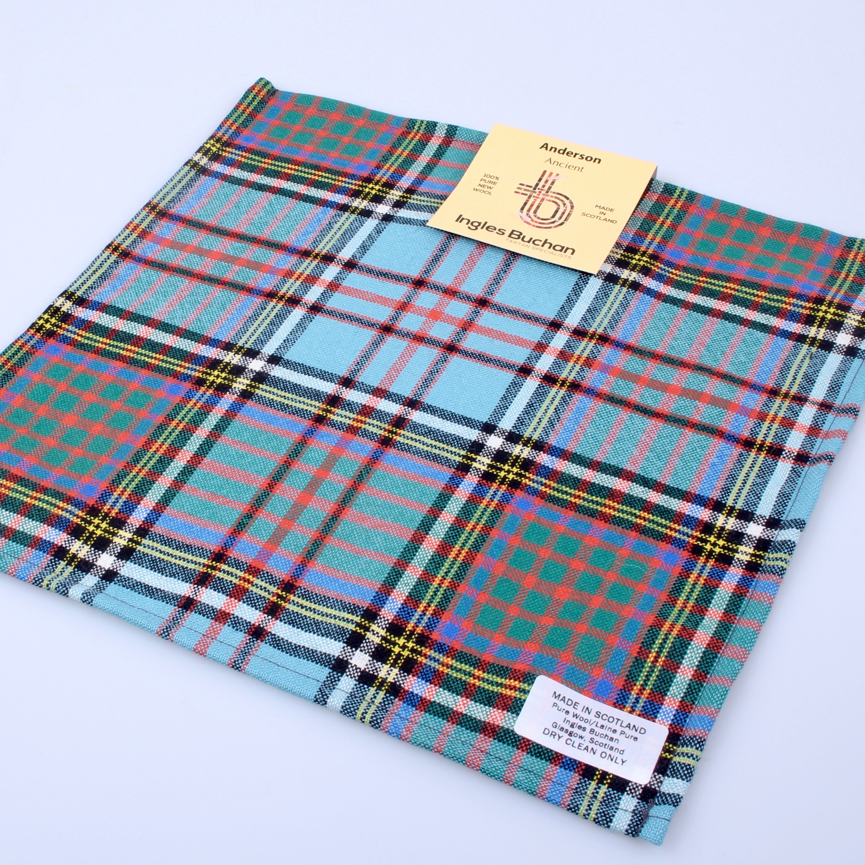 Wool Tartan Pocket Square in Anderson Ancient Tartan.