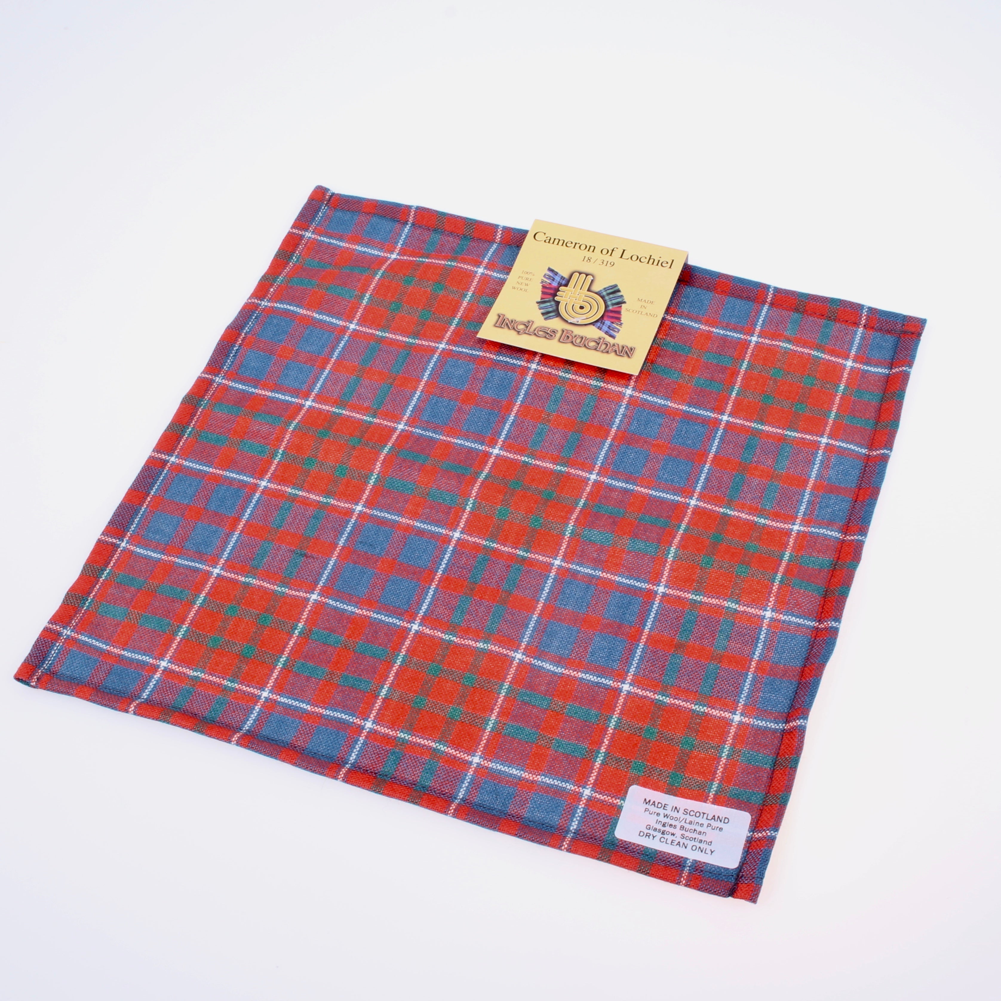 Wool Tartan Pocket Square in Cameron of Lochiel Modern Tartan