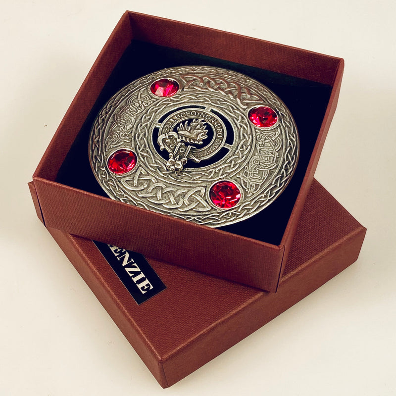 MacKenzie Clan Crest Pewter Plaid Brooch