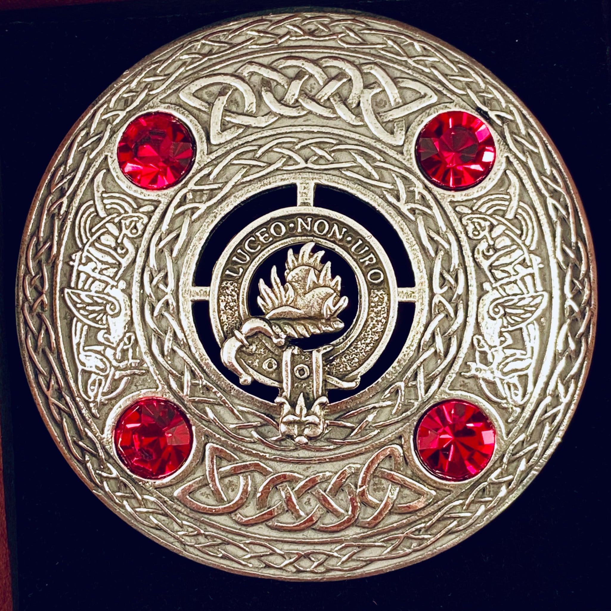 MacKenzie Clan Crest Pewter Plaid Brooch
