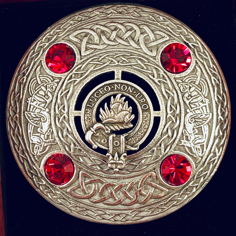 MacKenzie Clan Crest Pewter Plaid Brooch