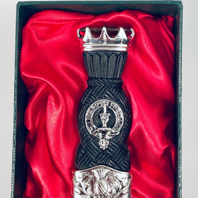 MacKay Clan Crest Stone Top Thistle Design Sgian Dubh