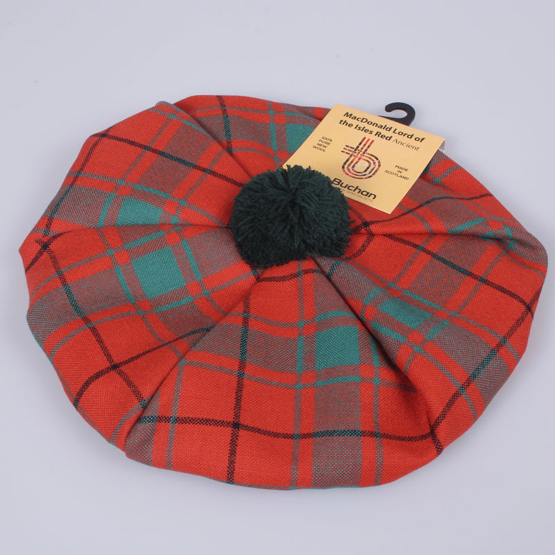 Unisex Wool Tam in MacDonald Lord of the Isles Red Ancient Tartan