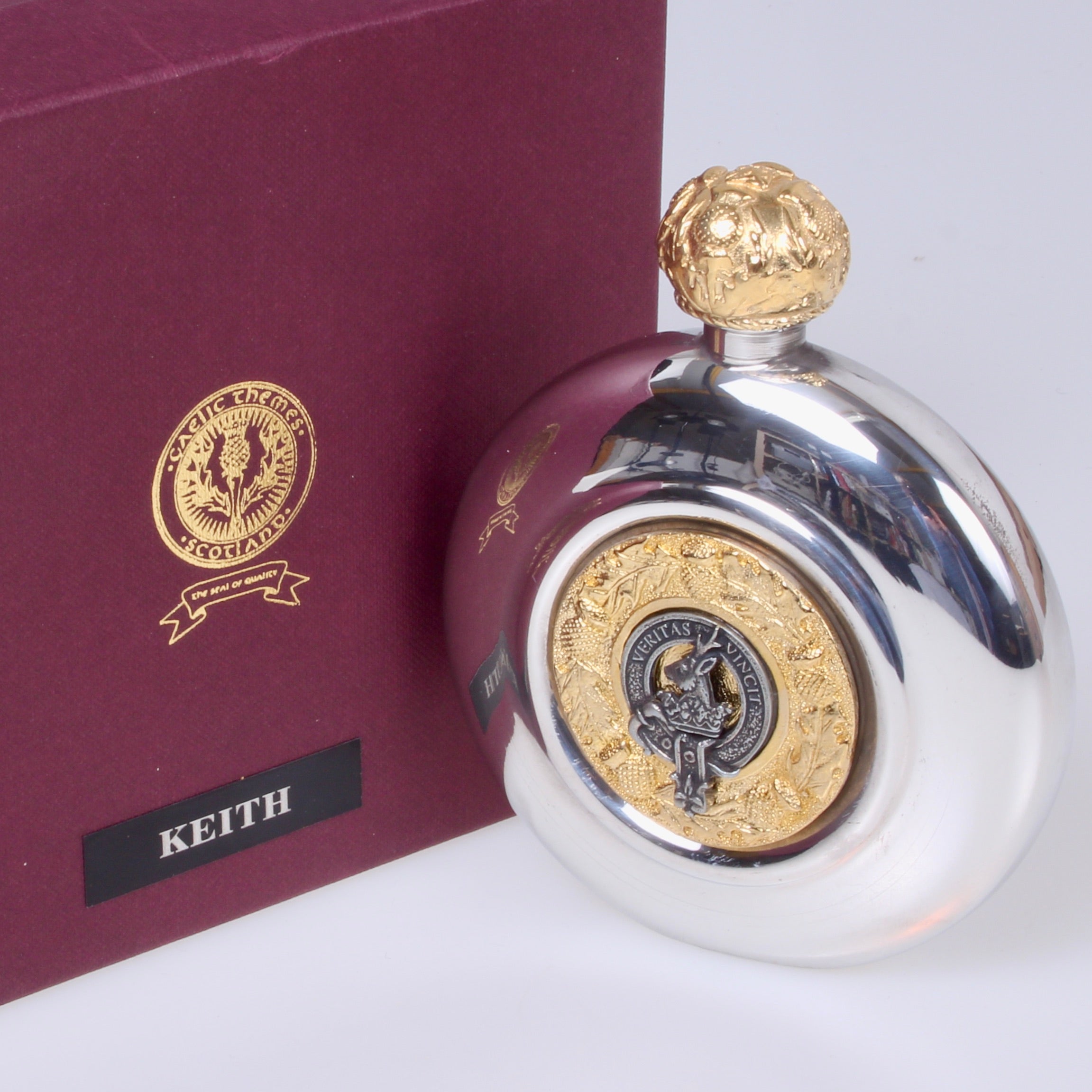 Keith Clan Crest Pewter Sporran Flask