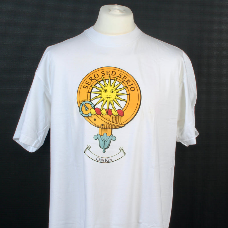 Kerr Clan Crest White T Shirt - Size XL to Clear