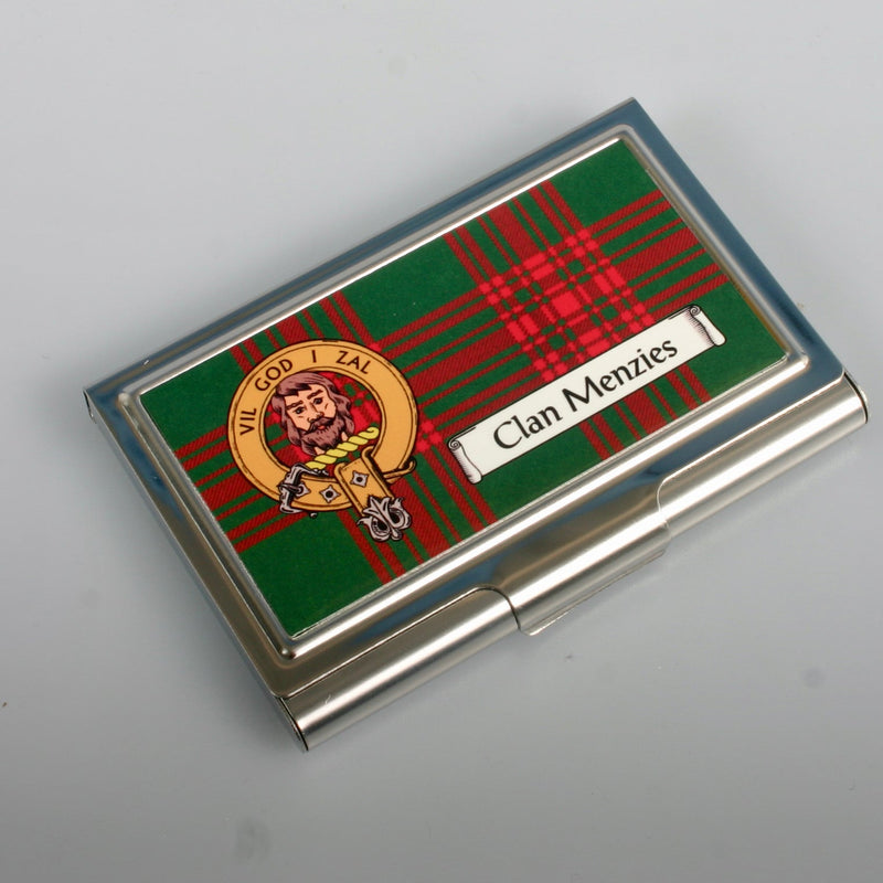 Menzies Clan Crest and Tartan Business Card Case