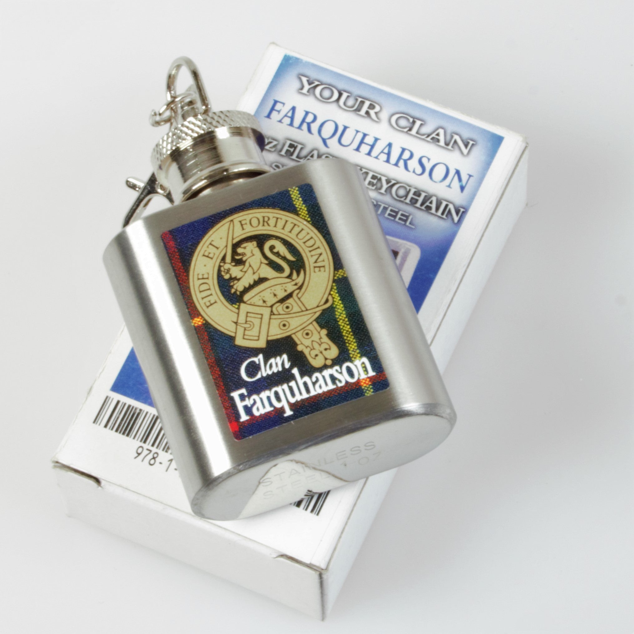 Farquharson Clan Crest Nip Flask (to clear)