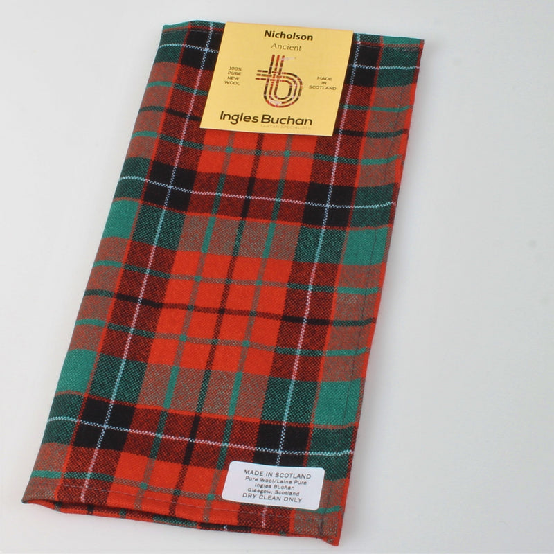 Wool Tartan Pocket Square in Nicholson Ancient Tartan