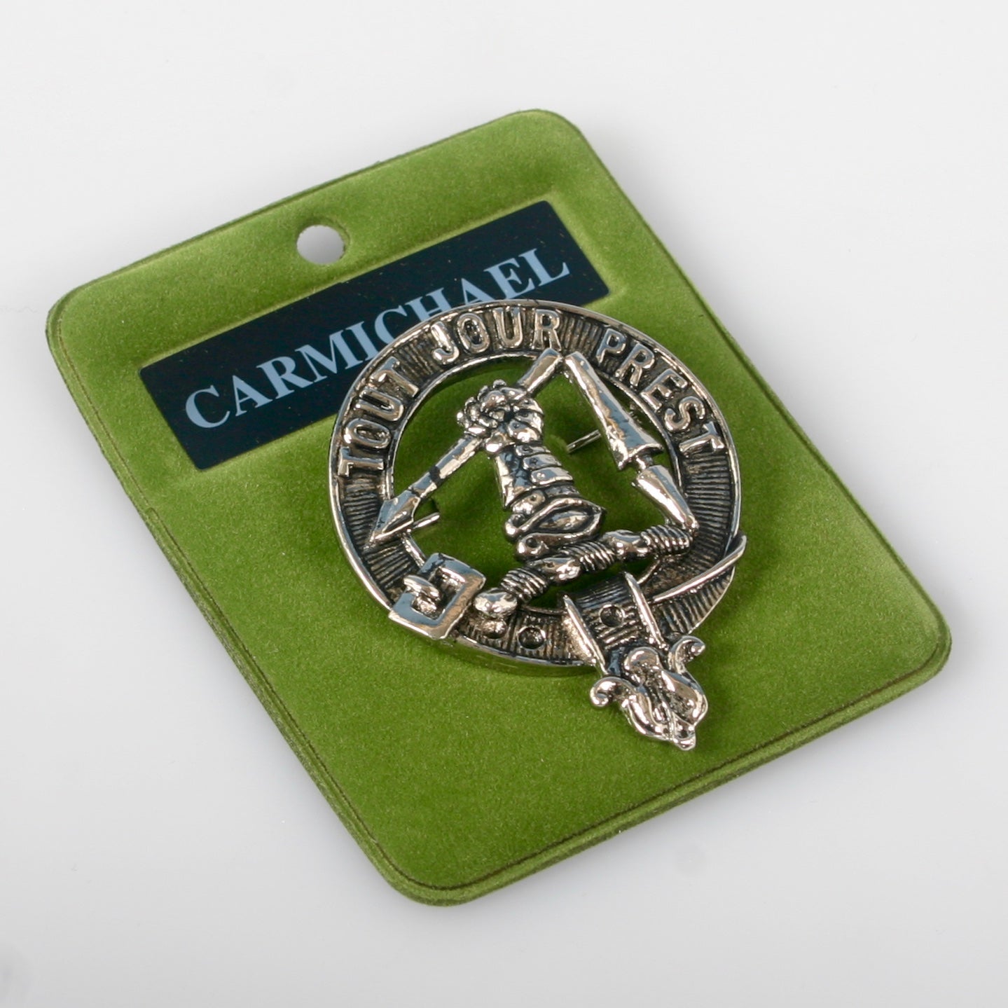 Carmichael Clan Crest Badge in Pewter