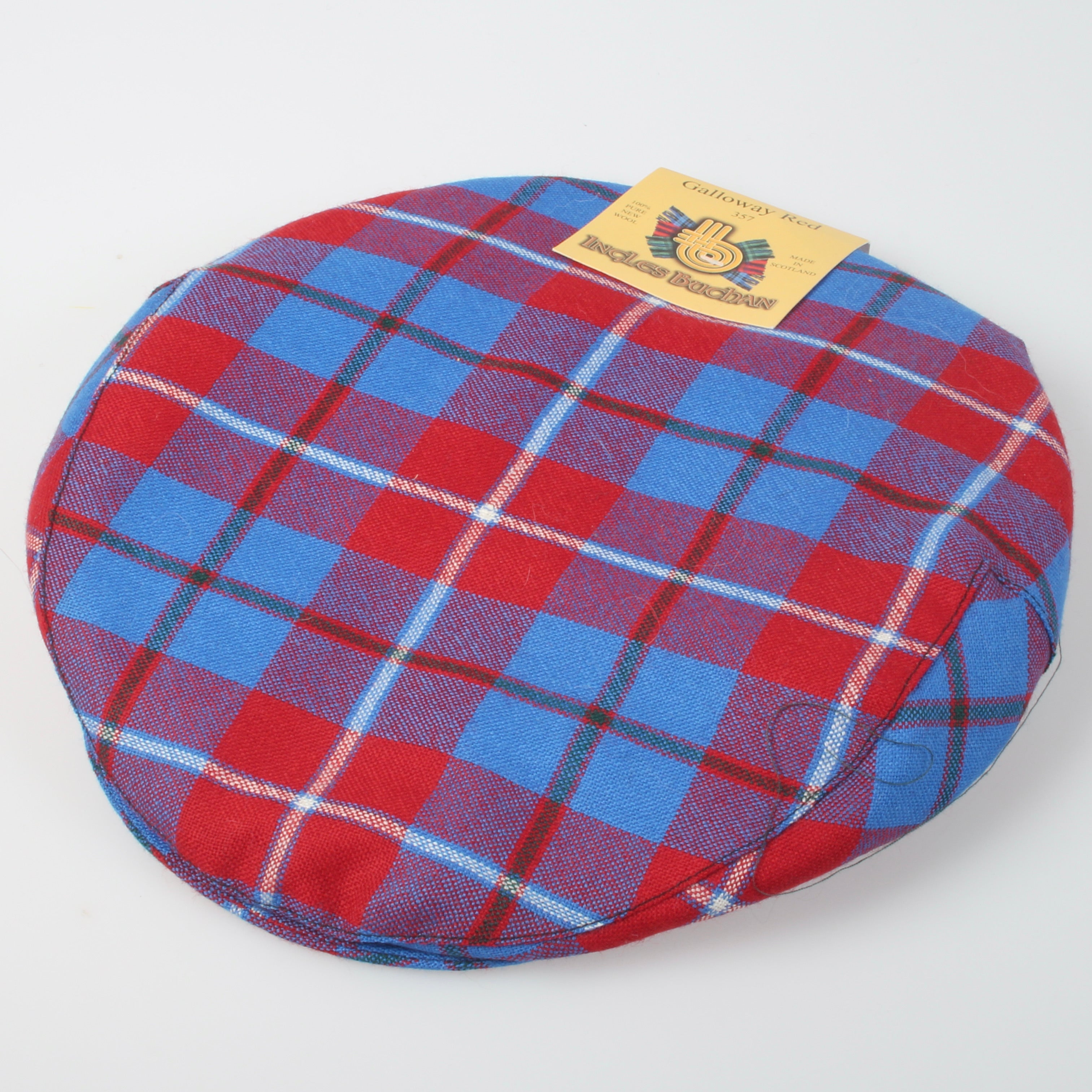 Pure Wool Golf Cap in Galloway Red Modern Tartan