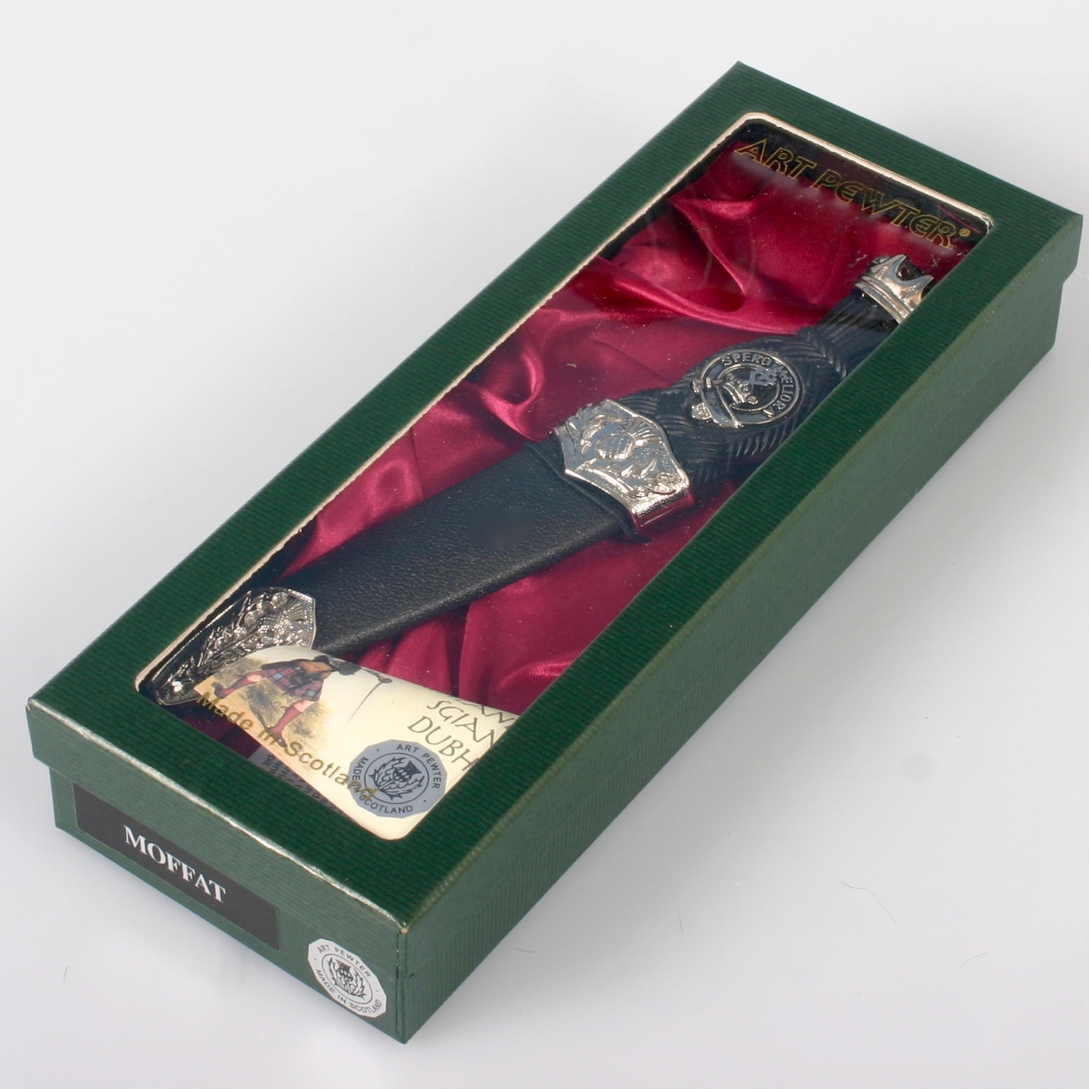 Moffat Clan Crest Stone Top Thistle Design Sgian Dubh