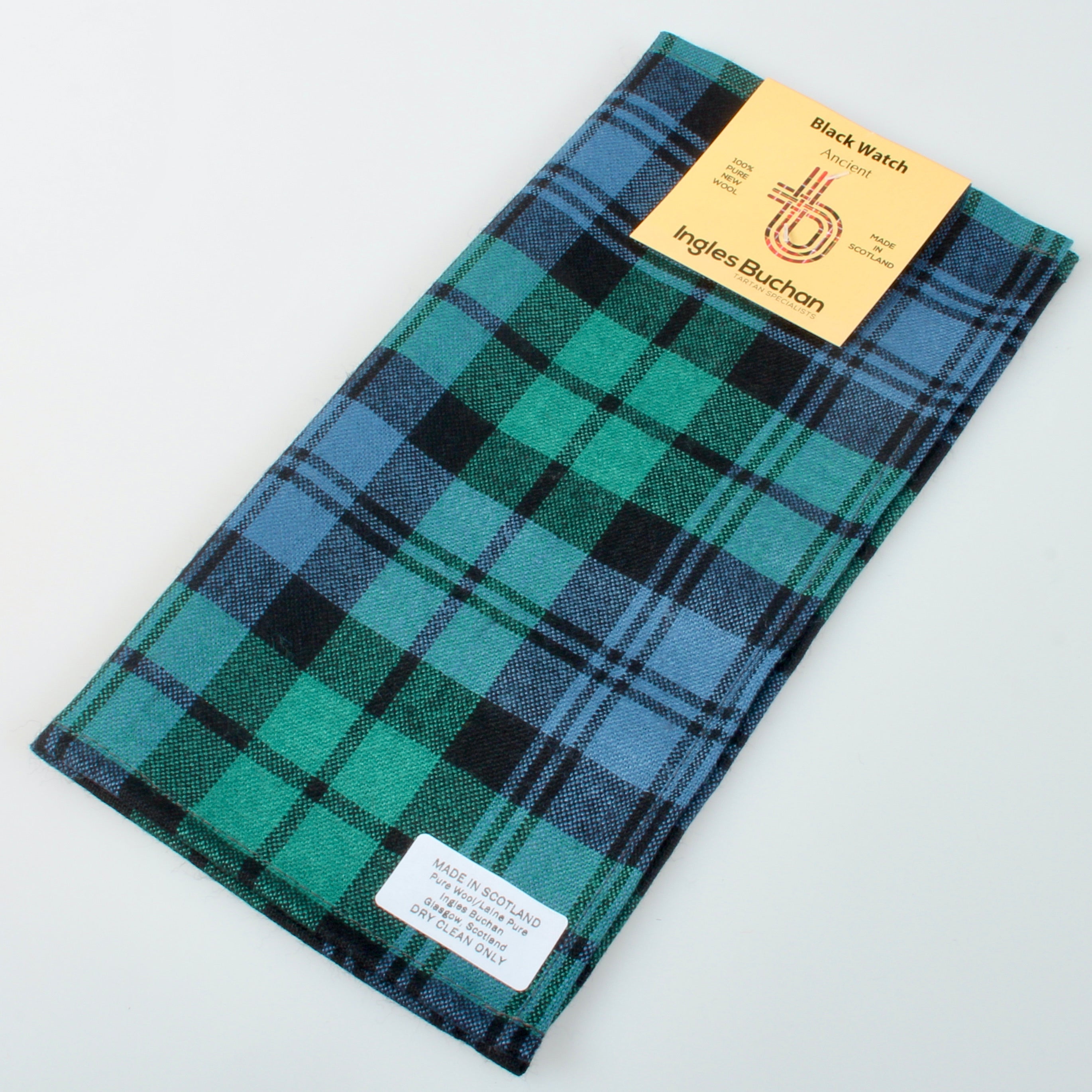 Wool Pocket Square in Black Watch Ancient Tartan