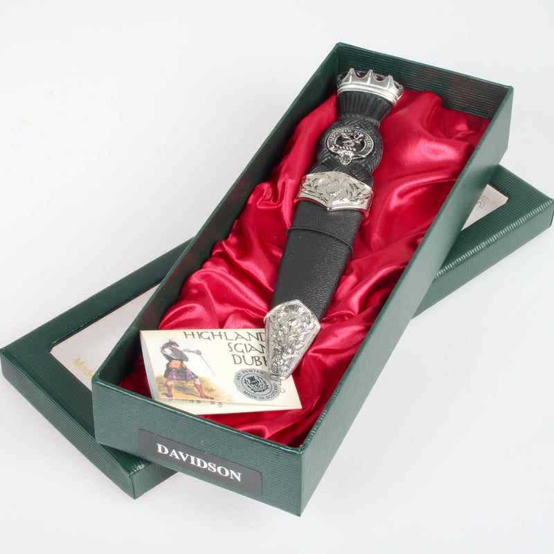 Davidson Clan Crest Stone Top Thistle Design Sgian Dubh