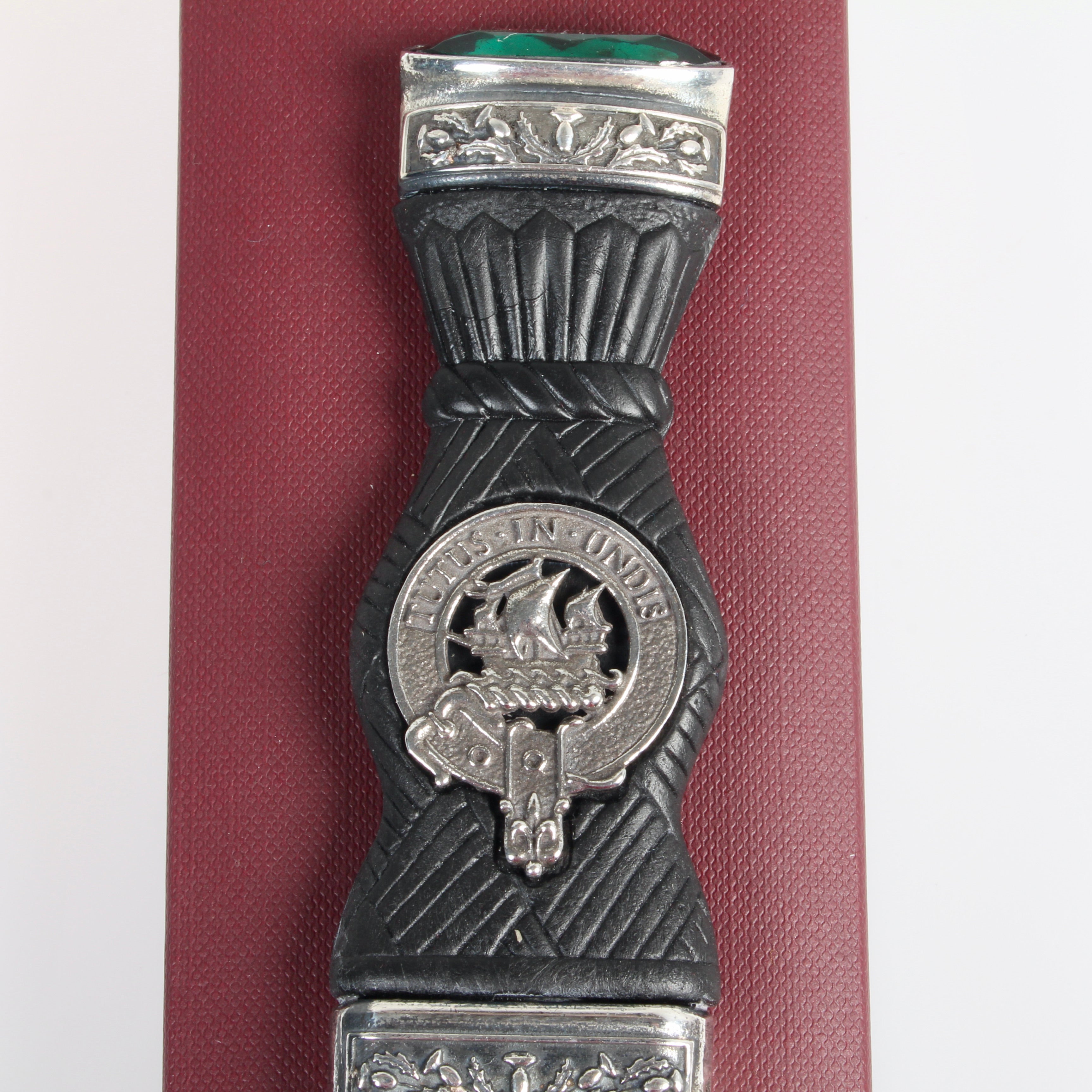 Wood Clan Crest Sgian Dubh - Stone Top