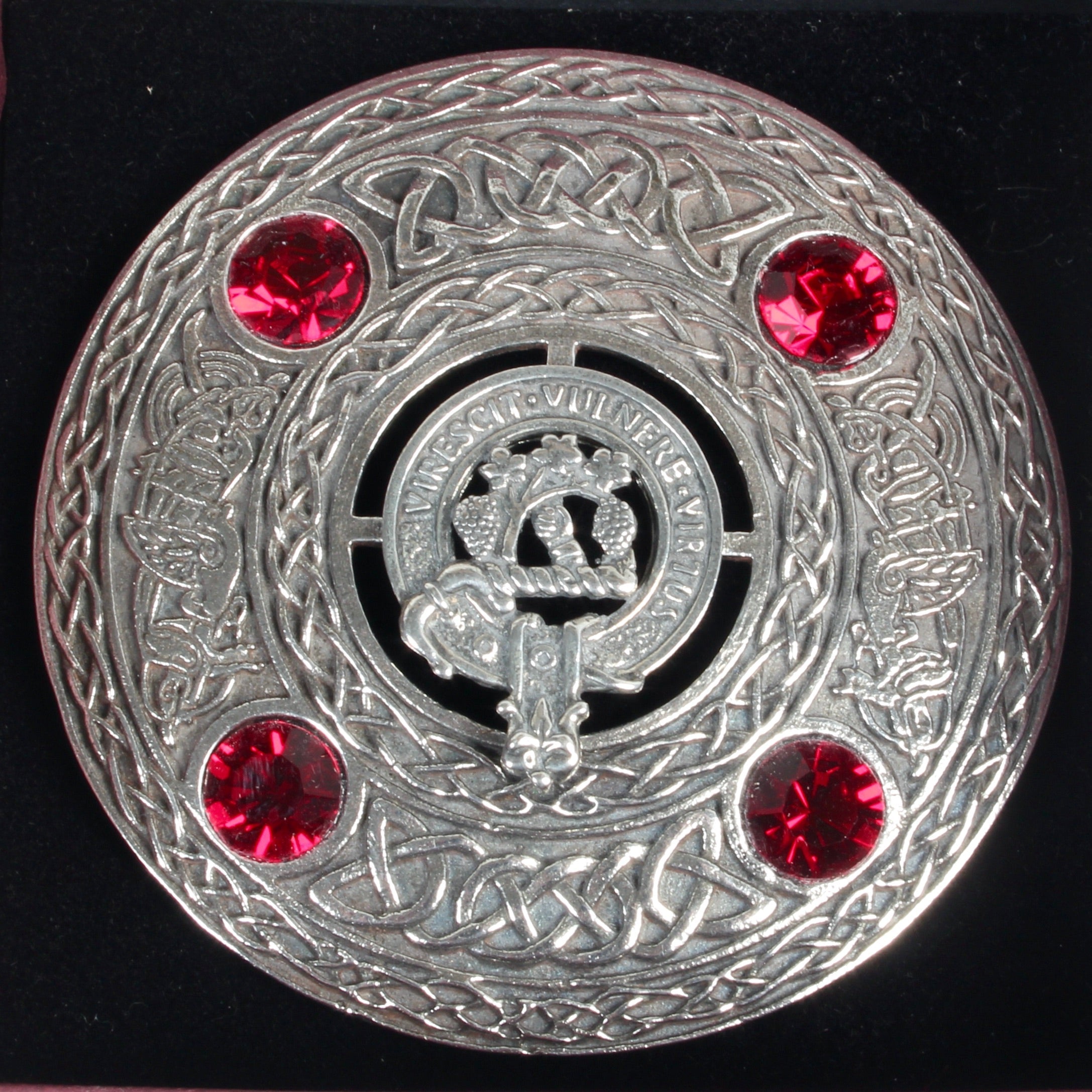 Burnett Clan Crest Pewter Plaid Brooch