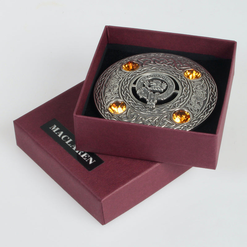 MacLaren Clan Crest Pewter Plaid Brooch