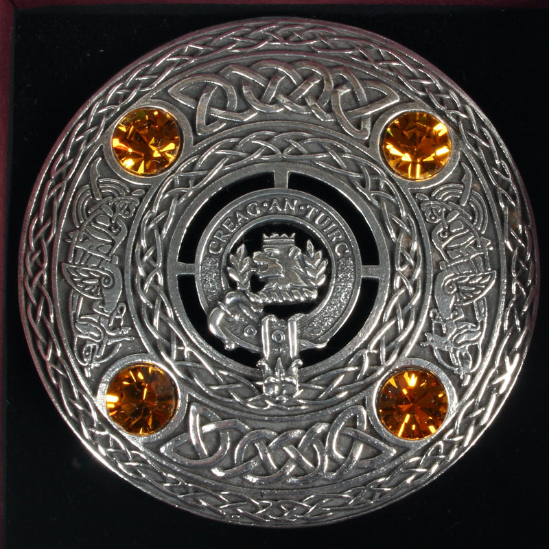 MacLaren Clan Crest Pewter Plaid Brooch