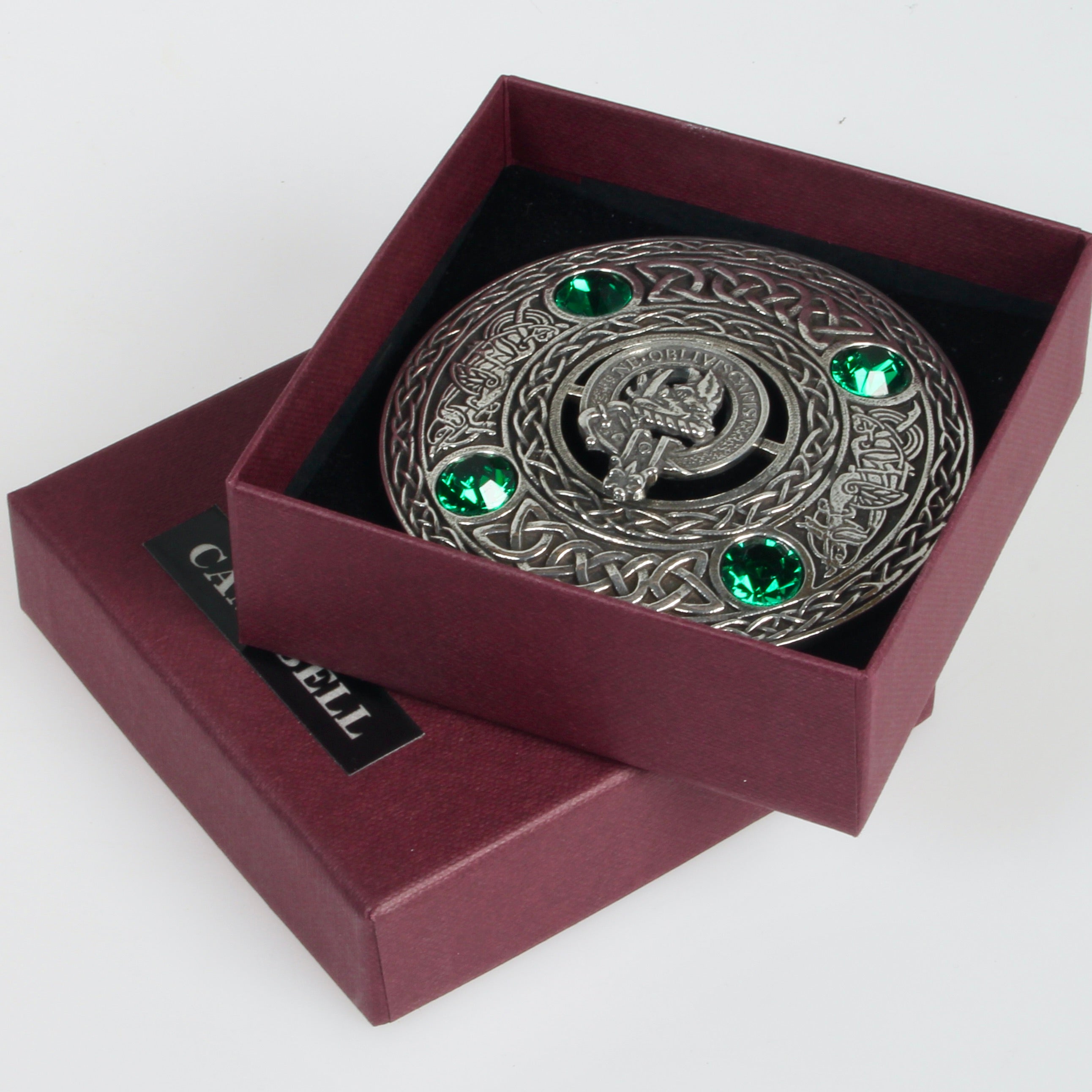 Campbell Clan Crest Pewter Plaid Brooch