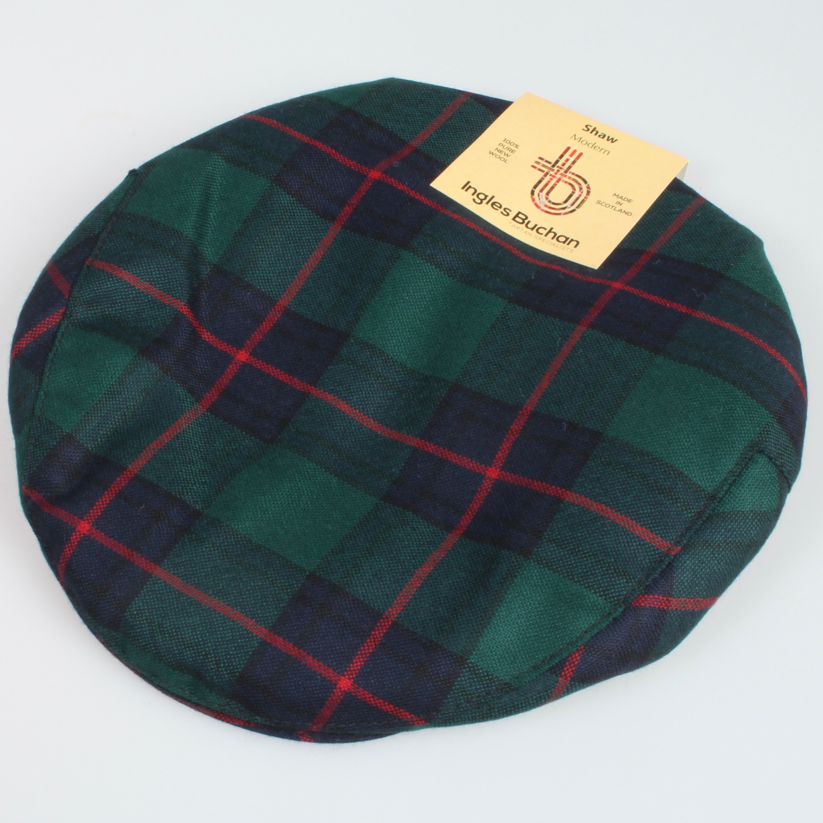 Pure Wool Golf Cap in Shaw Green Modern Tartan